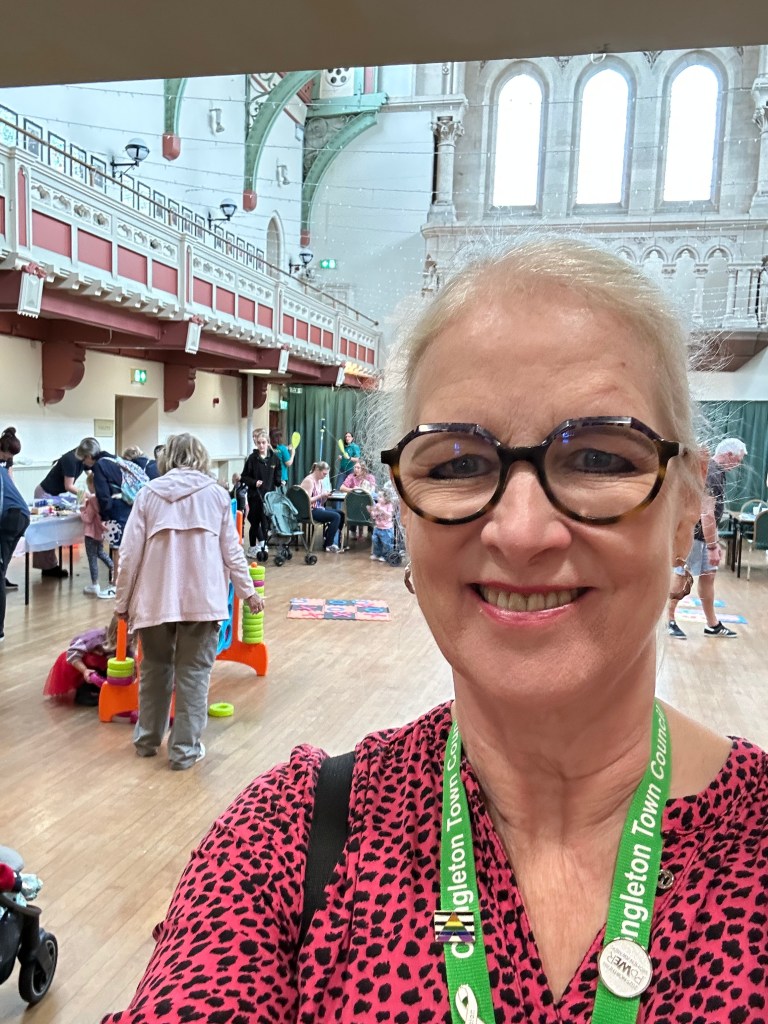 Kay in the Town Hall at Play Day