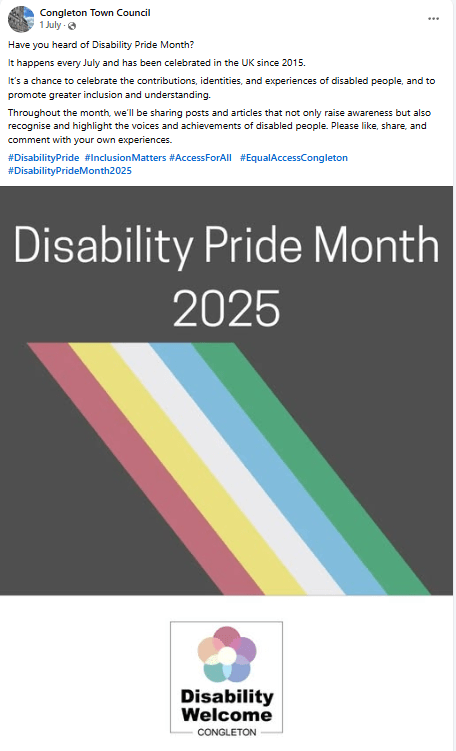 Town Council post for Disability Pride Month