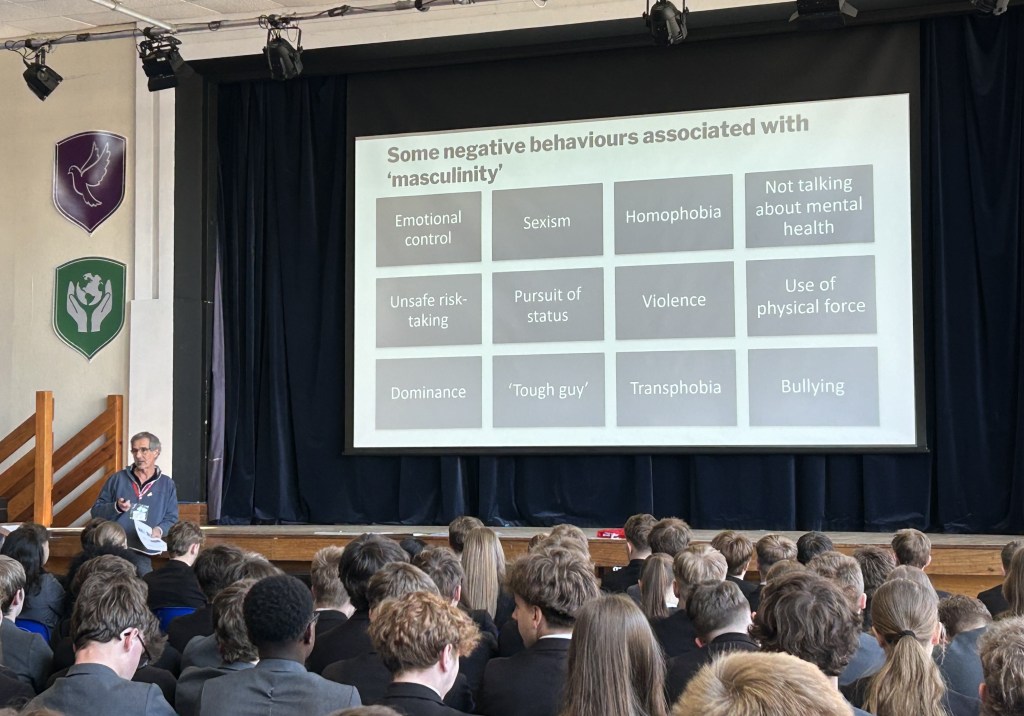 Jonathan Dakin talking about misogyny to year 11 at CHS
