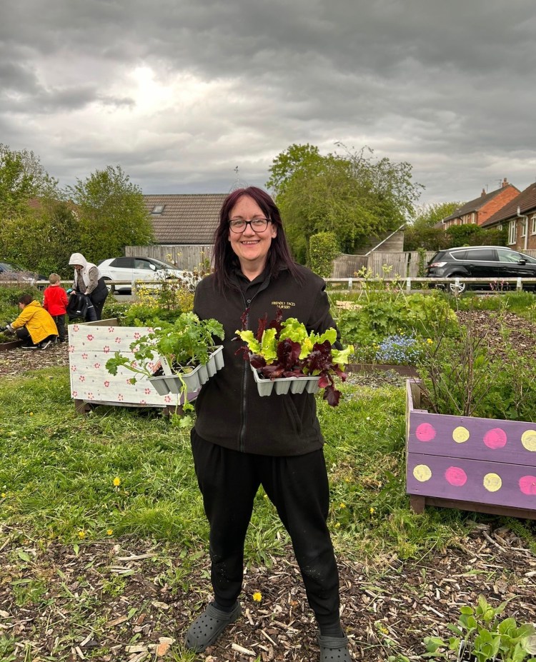 Cllr Susie Mead of Congleton Town Council with plants