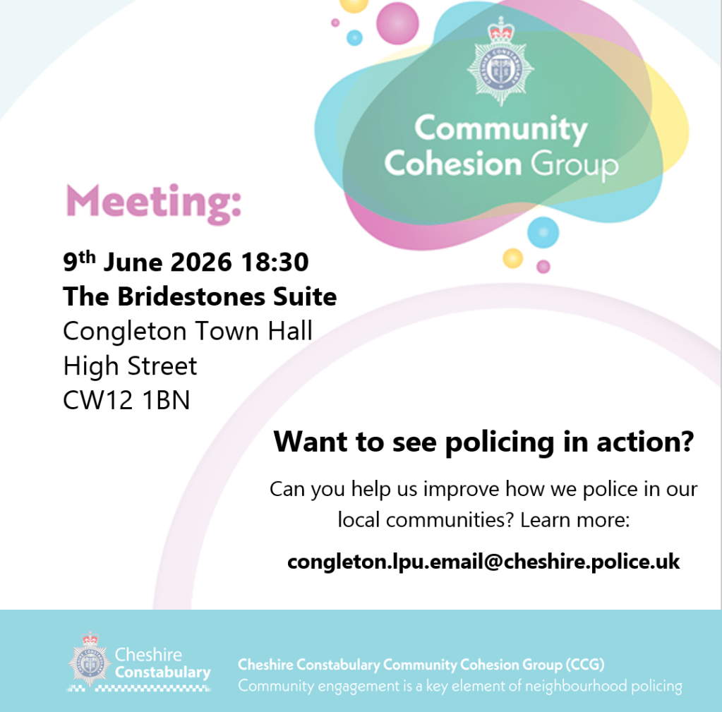 Community Cohesion group ad whosing the time of the event - 9th June 2026 at 18:30.